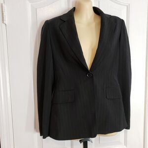 Donna Sui Black Pinstripe Blazer Women's 6 (Fits like 4) Wool Dark Academia